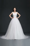 Ball Gown V-Neck Tulle Elegant Wedding Dresses with Buttons