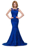 Bateau Sweep-length Applique Crystals Mermaid Form Dresses