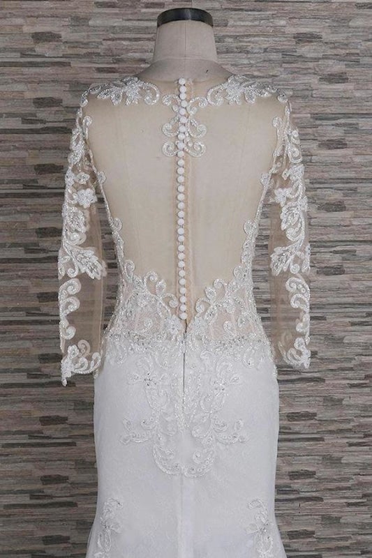 Beading Appliques Long Sleeve Mermaid Elegant Wedding Dresses