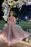 Beautiful A-line Backless Sequined Sleeveless Ankle Length Prom Dress-misshow.com