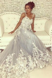 Beautiful A-line Long Sleeveless Sweetheart Prom Dresses With Lace-misshow.com