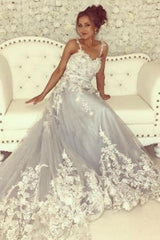 Beautiful A-line Long Sleeveless Sweetheart Prom Evening Dresses With Lace-misshow.com