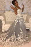 Beautiful A-line Long Sleeveless Sweetheart Prom Dresses With Lace-misshow.com