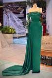 Beautiful A-line Off-the-shoulder Long Sleeve Prom Dresses With Glitter-misshow.com