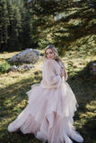 Beautiful A-line V-neck Backless Tulle Sleeveless Wedding Dresses-misshow.com