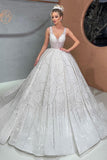 Beautiful Ball Gown Spaghetti Strap Wedding Dress With Beading-misshow.com