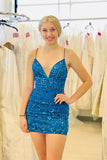 Beautiful Blue V-neck Spaghetti Straps Sleeveless Short Homecoming Dresses With Lace