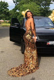Beautiful Halter Criss-cross Mermaid Sleeveless Prom Dress-misshow.com