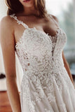 Beautiful Ivory A-Line Lace Wedding Dresses With Slit-misshow.com
