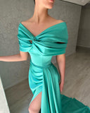 Beautiful Long A-line Off-the-shoulder Prom Dress With Slit-misshow.com