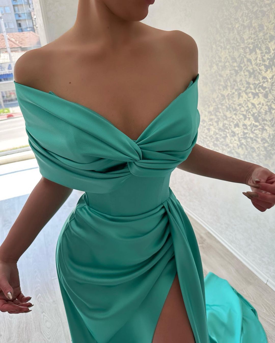 Beautiful Long A-line Off-the-shoulder Prom Dress With Slit