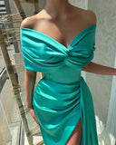 Beautiful Long A-line Off-the-shoulder Prom Dress With Slit-misshow.com