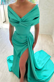 Beautiful Long A-line Off-the-shoulder Prom Dress With Slit
