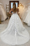 Beautiful Long A-line Sleeveless Split Wedding Dresses With Lace-misshow.com