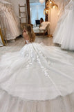 Beautiful Long A-line Sleeveless Split Wedding Dresses With Lace-misshow.com