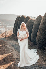 Beautiful Long Glitter Off-the-shoulder Sequined Mermaid Wedding Dress-misshow.com