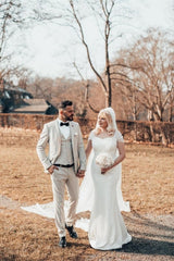 Beautiful Long Glitter Off-the-shoulder Sequined Mermaid Wedding Dress-misshow.com
