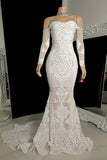 Beautiful Long Mermaid Off-the-shoulder Lace Long Sleeves Prom Dress With Train