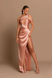 Beautiful Long Mermaid One Shoulder Satin Prom Dress With Slit