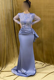 Beautiful Long Mermaid Satin Prom Dress With Beading-misshow.com