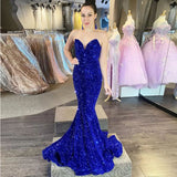 Beautiful Long Mermaid Sequined Sleeveless Prom Dress-misshow.com