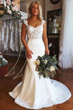 Beautiful Long Mermaid Sleeveless Wedding Dress With Lace