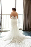 Beautiful Long Mermaid Sleeveless Wedding Dresses With Lace-misshow.com