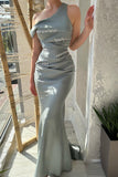 Beautiful Long Silver Mermaid Sleeveless Prom Dress With Rhinestones