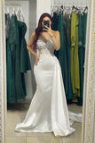 Beautiful Long Strapless Sleeveless Mermaid Prom Dress With Rhinestone