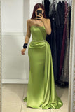 Beautiful Long Strapless Sleeveless Satin Mermaid Prom Dress-misshow.com