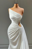 Beautiful Long White A-line Sleeveless Beading Wedding Dresses-misshow.com