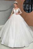 Beautiful Long White Sweetheart Ball Gown Wedding Dress With Applique