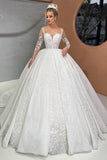 Beautiful Long White Sweetheart Ball Gown Wedding Dress-misshow.com