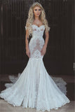 Beautiful Mermaid Lace Off-the-Shoulder Wedding Dress Bridal Wears