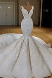 Beautiful Mermaid Lace Wedding Dress On Sale Straps Gorgeous Bridal Wears with Long Train