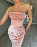 Beautiful Mermaid Sexy Sleeveless Crystal Prom Dress With Slit-misshow.com