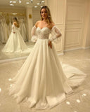 Beautiful Off-the-shoulder A-Line Wedding Dresses with Lace