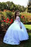 Beautiful Puffy Beaded Flower Girls Dresses With Long Sleeves