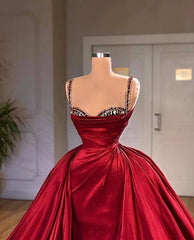 Beautiful Spaghetti Strap Sleeveless Prom Dress With Train-misshow.com