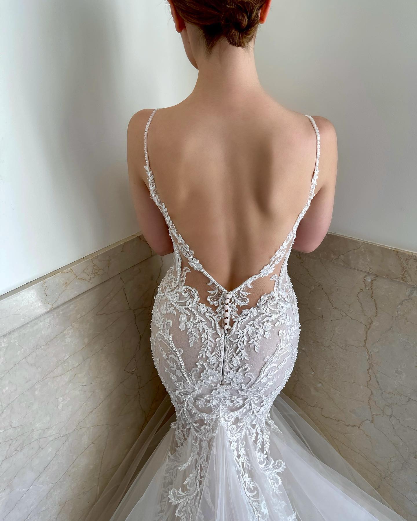 Beautiful Spaghetti-Straps Lace Wedding Dress On Sale Mermaid Dresses for Weddings-misshow.com
