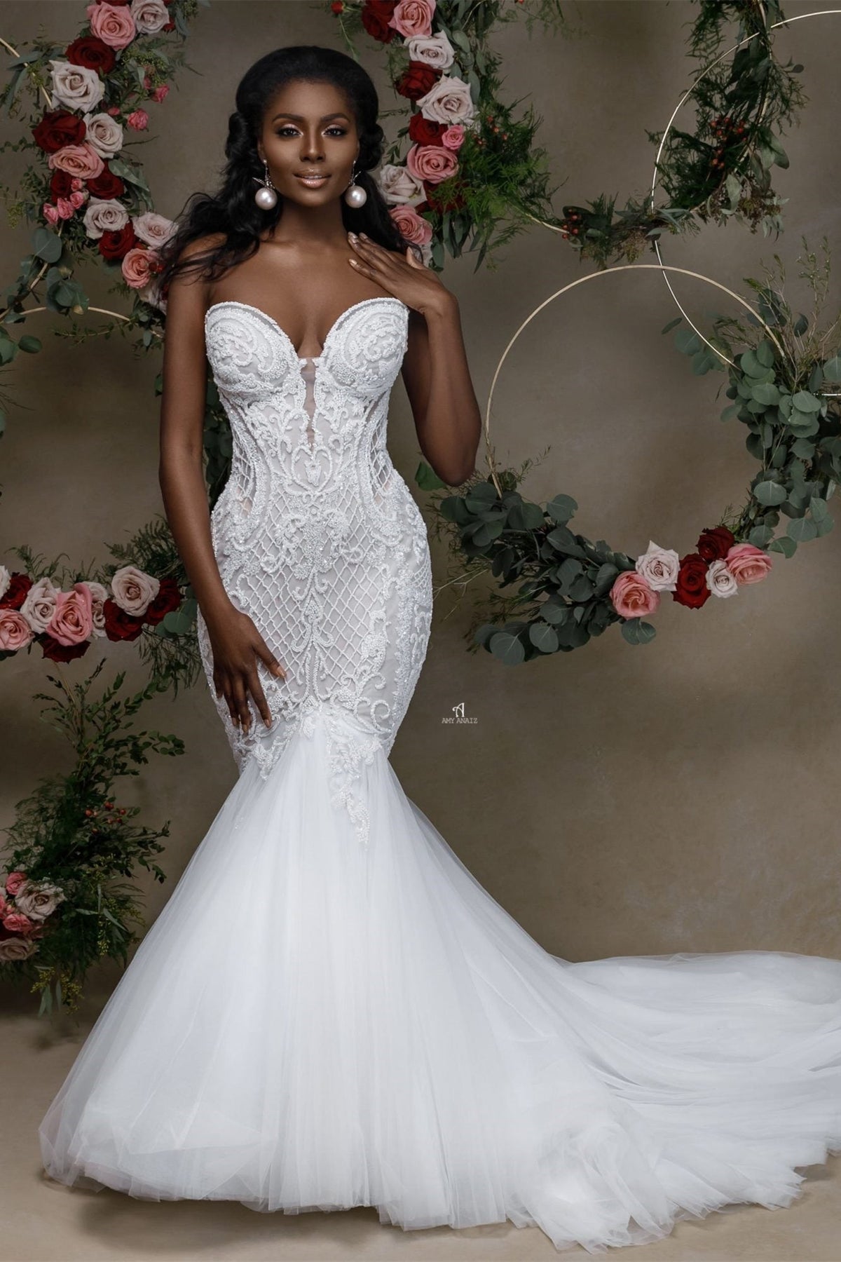 Beautiful Strapless Sweetheart Lace Mermaid Wedding Dress With Appliqu
