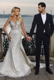 Beautiful Strapless Sweetheart Mermaid Wedding Dress with Chapel Train