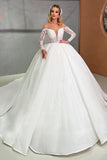 Beautiful Sweetheart Ball Gown Long Sleeves Wedding Dress With Beading-misshow.com