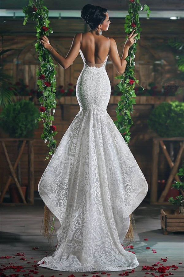 Find this Chic Deep V-neck White Wedding Dressat Misshow, available in everyone color and size you could possibly imagine, which makes picking out the perfect prom dress for your big day easily!
