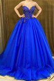 Beayutiful Strapless Sleeveless Ball Gown Prom Dress With Applique