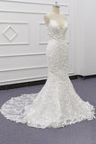 Best Spaghetti Strap Appliques Mermaid Wedding Dress-misshow.com