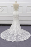 Best Spaghetti Strap Appliques Mermaid Wedding Dress-misshow.com