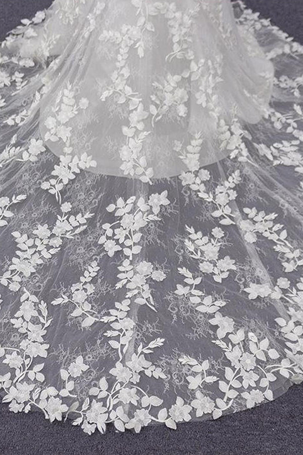 Best Spaghetti Strap Appliques Mermaid Wedding Dress-misshow.com