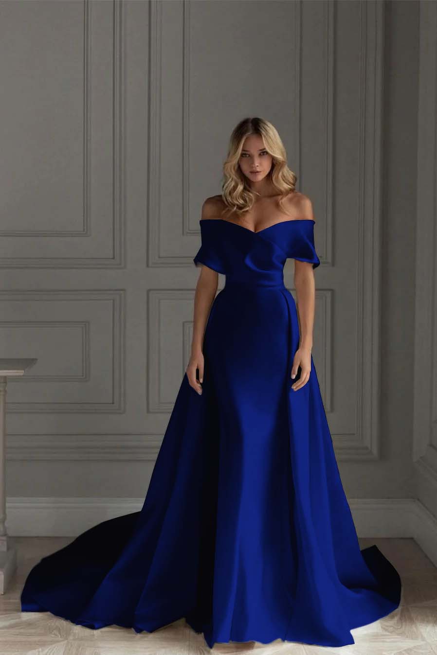 Off the Shoulder Strapless Sleeveless Long Formal Dress With Ruffles