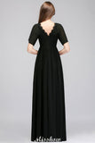 MISSHOW offers Black Chiffon A-line Bridesmaid Dress V-Neck Floor Length at a good price from 100D Chiffon to A-line Floor-length them. Lightweight yet affordable home,beach,swimming useBridesmaid Dresses.